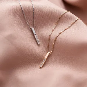 Simple Bar Pendant Rhinestone Decorative Alloy Necklace
