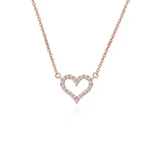 Simple Temperament Heart Shaped Pendant Rhinestone Decoration Alloy Necklace