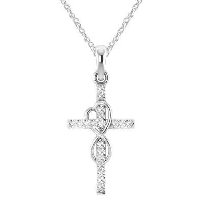 Simple Cross Pendant Rhinestone Decoration Alloy Unisex Necklace