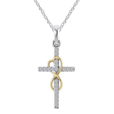 Simple Cross Pendant Rhinestone Decoration Alloy Unisex Necklace