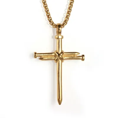 Unisex Punk Cross Pendant Alloy Box Chain Necklace