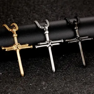 Unisex Punk Cross Pendant Alloy Box Chain Necklace