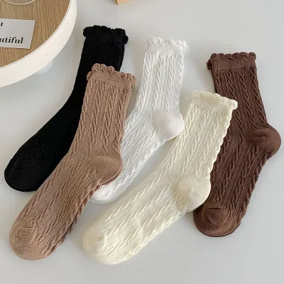Women Causal Solid Color All-match Cotton Socks