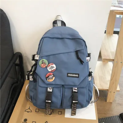 Neutral Casual Design Solid Color Canvas Large Capacity Backpack