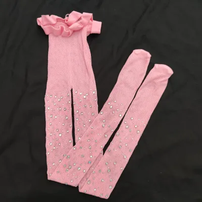 Girls Personalized Rhinestone Solid Color Hollow Out Pantyhose Tights