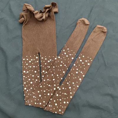 Girls Personalized Rhinestone Solid Color Hollow Out Pantyhose Tights