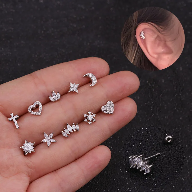 Creative Simple Geometric Zircon Decorative Piercing Jewelry