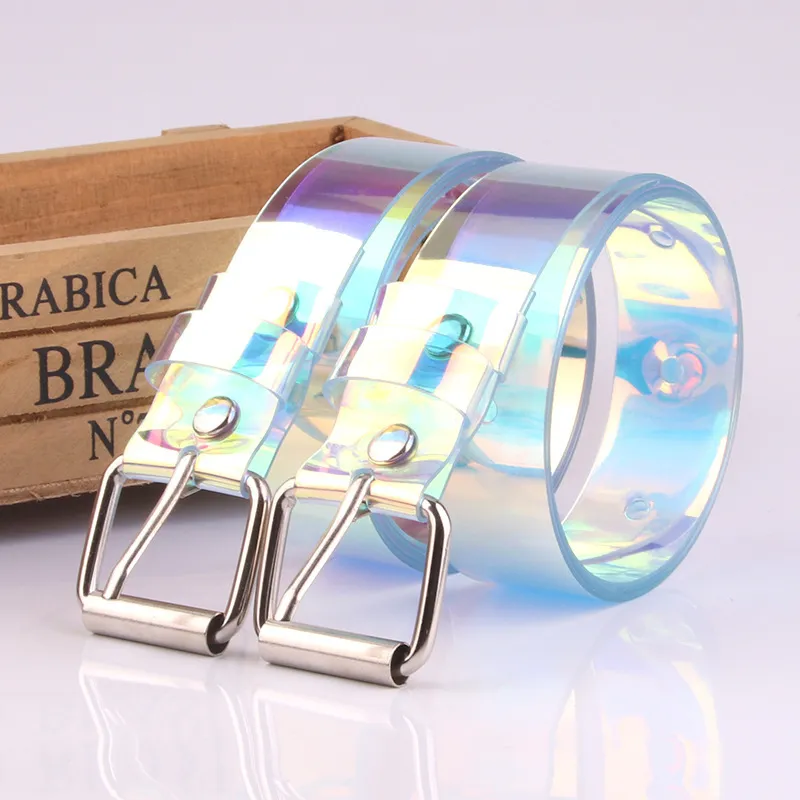 Women Unique Laser Transparent Plastic Belt