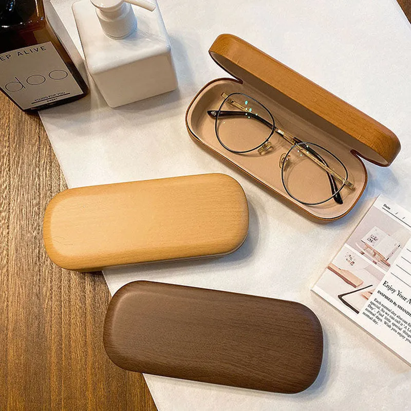 Simple Wood Texture Printed Metal Glasses Case for Frame Glasses