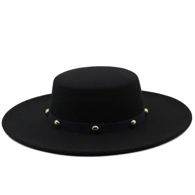 Unisex Vintage Rivet Design Solid Color Fedora Hat