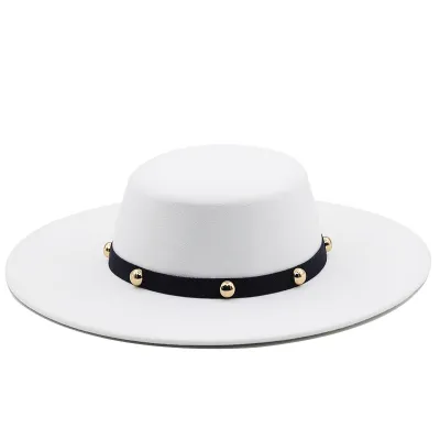 Unisex Vintage Rivet Design Solid Color Fedora Hat