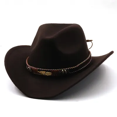 Unisex Vintage Cashmere Fedora Hat with Metal Leaf Belt Decoration Solid Color
