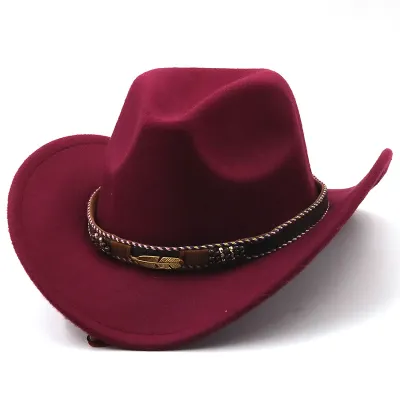 Unisex Vintage Cashmere Fedora Hat with Metal Leaf Belt Decoration Solid Color