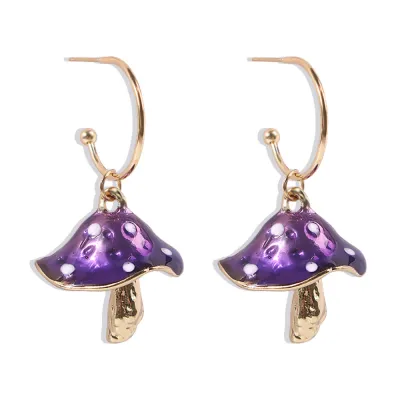 Creative Cute Mushroom Shape Pendant Alloy Earrings Women's