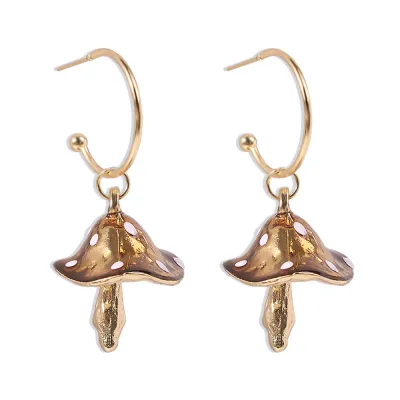 Creative Cute Mushroom Shape Pendant Alloy Earrings Women's