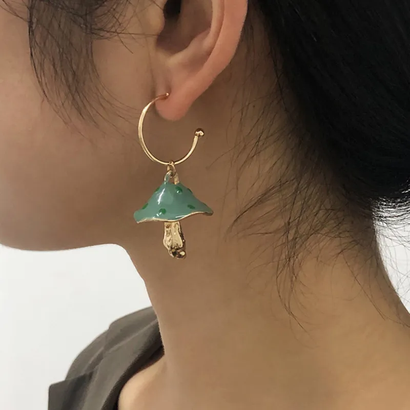 Creative Cute Mushroom Shape Pendant Alloy Earrings Women's