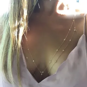 Women's Sexy Cross Design Rhinestone Decoration Alloy Body Chain
