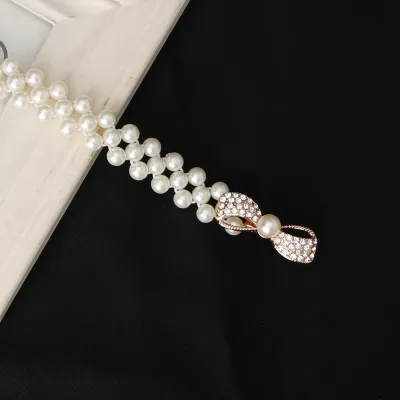 Women Elegant Imitation Pearl Elastic Dress Belt