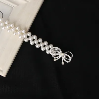 Women Elegant Imitation Pearl Elastic Dress Belt