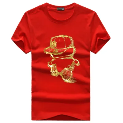 Men Plus Size Basic Short Sleeve Round Neck Cartoon Print Loose T-shirt