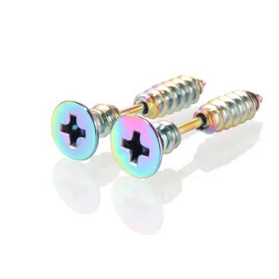 Creative Hip Hop Screw Shape Stainless Steel Unisex Cross Piercing Jewelry