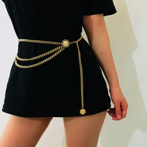 Women Vintage Layered Alloy Dress Belt Chain
