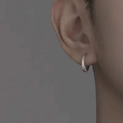 Men Simple Geometric Design Silver Plate Stud Earrings