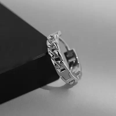 Men Simple Geometric Design Silver Plate Stud Earrings