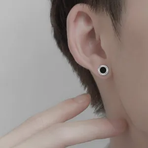 Men's Simple Geometric Round Alloy Stud Earrings