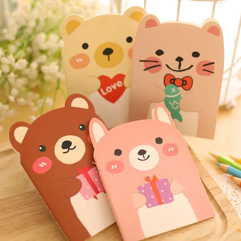 Cute Bear Notepad Creative Cartoon Stationery Notebook Car Line Portable Student Prize Book