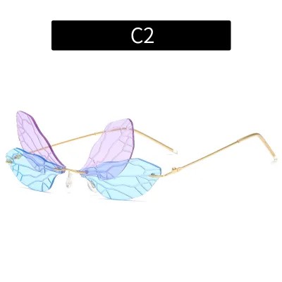 Women Chic Frameless Butterfly Shaped Sunglasses