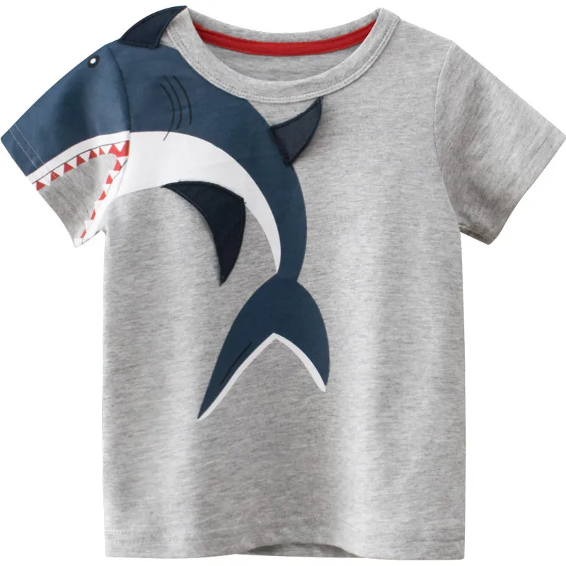 Boys Basic Round Neck Short-sleeved Cartoon Shark T-shirt 0-3T