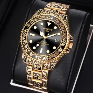 Men Vintage Automatic Waterproof Stainless Steel Quartz Watch