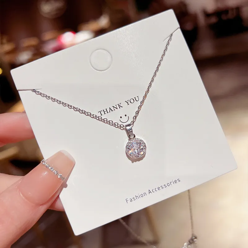 Teardrop Zircon Pendant Titanium Steel Necklace Simple Women's Jewelry