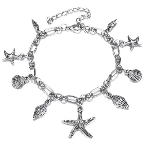Fashion Alloy Starfish Conch Charm Anklet