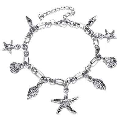 Fashion Alloy Starfish Conch Charm Anklet