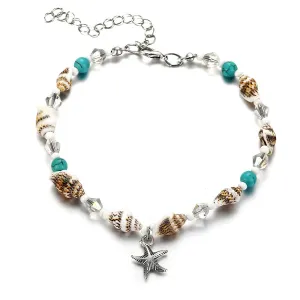 Wholesale Summer Beach Pattern Conch Starfish Anklet