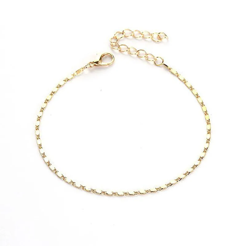 Fashion Single Chain Design Summer Beach Anklet Alloy Simple Women's Wave