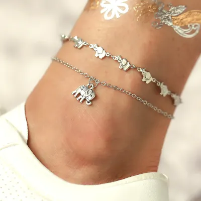 Double Layer Alloy Chain Design Cute Elegant Anklet for Women
