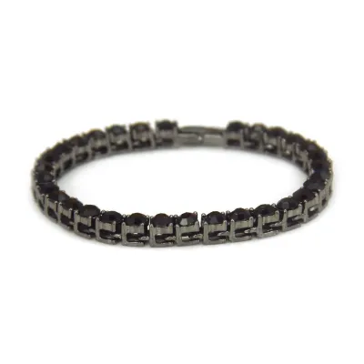 Men Single Layer Plated Alloy Crystal Bracelet