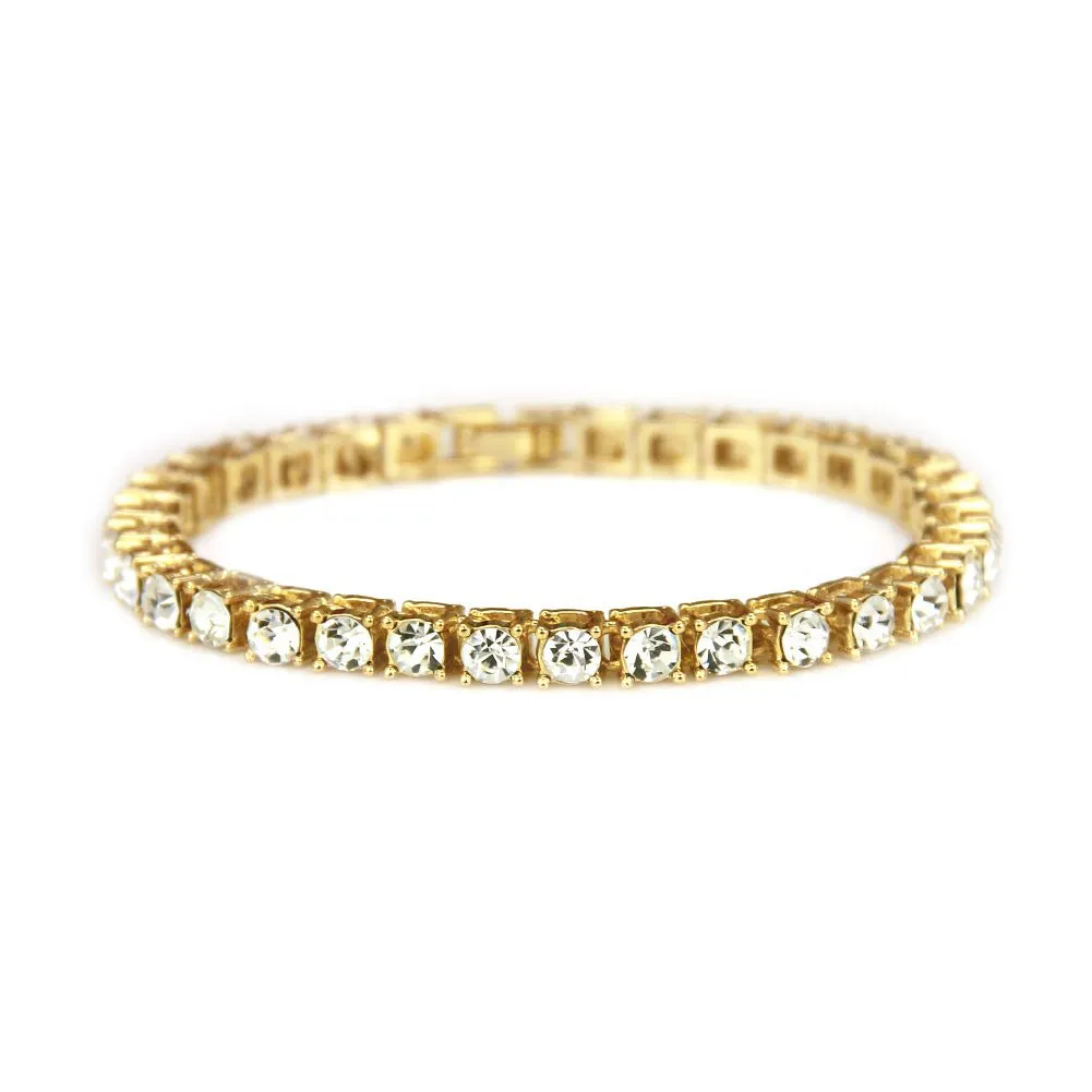 Men Single Layer Plated Alloy Crystal Bracelet