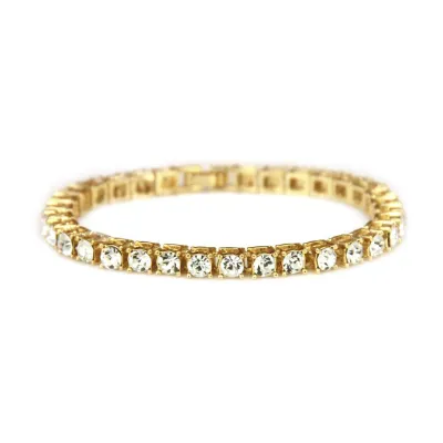 Men Single Layer Plated Alloy Crystal Bracelet