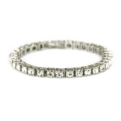 Men Single Layer Plated Alloy Crystal Bracelet