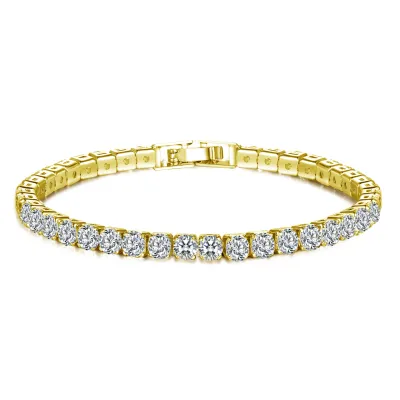Wholesale Women's Single Layer Top Grade Zircon Copper Bracelet Geometric