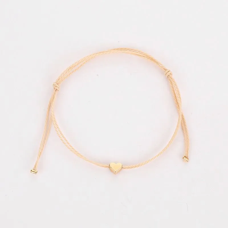 Simple Slim Cord Heart Design Adjustable Men Women Bracelet