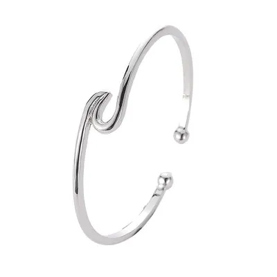 Wave Design Women Cuff Bangle Summer Simple Alloy