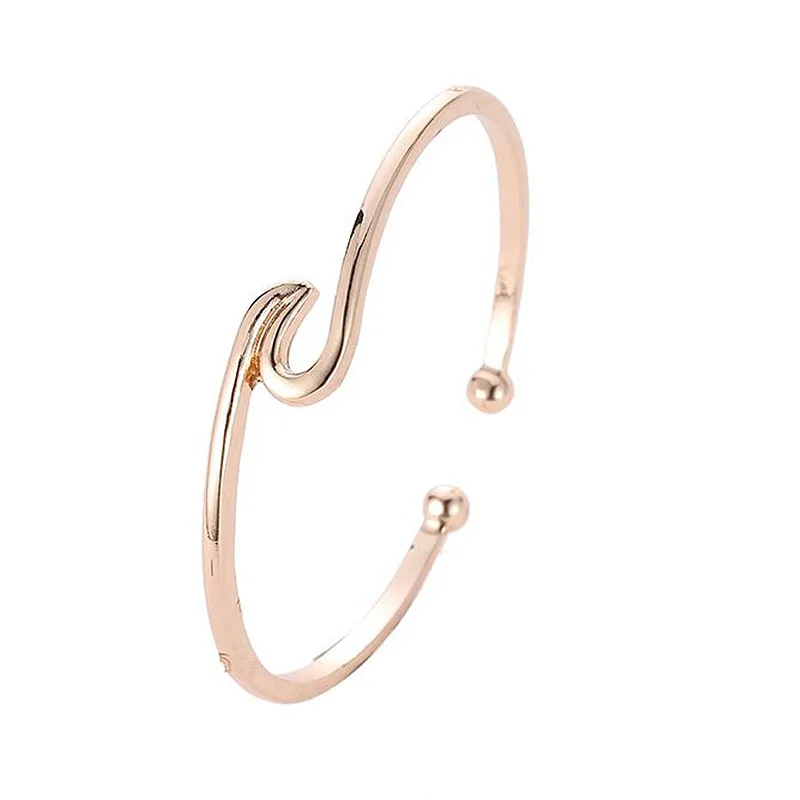 Wave Design Women Cuff Bangle Summer Simple Alloy