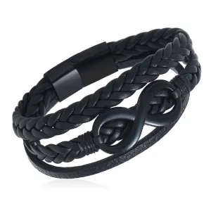 Men's Fashion Leather Braided Steel Buckle Bracelet