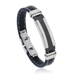 Classic Stainless Steel Men Silicone Bracelet Geometric Unisex