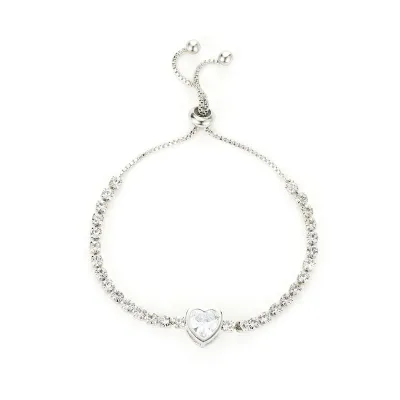 Exquisite Heart Shaped Crystal Design Women Adjustable Copper Bracelet